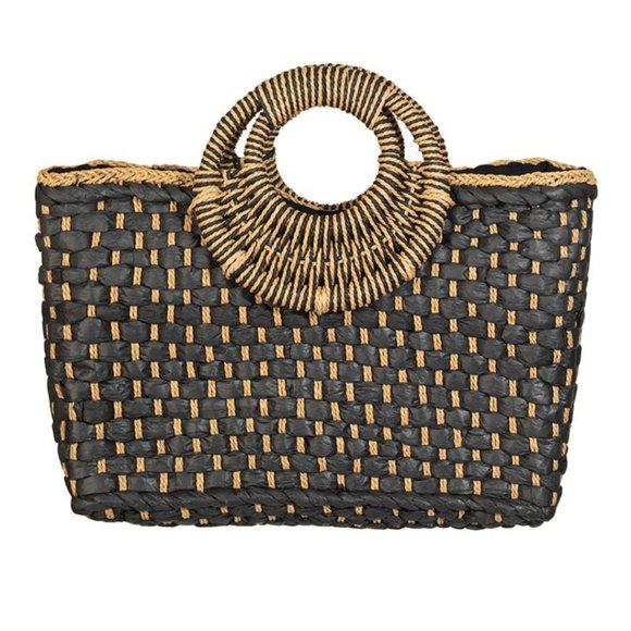 Handbags - Basket Weave Rectangle Tote Bag